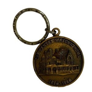Kansas Masonic Home Key Chain‎ 1896-1986 Vintage Masonic Building Souvenir